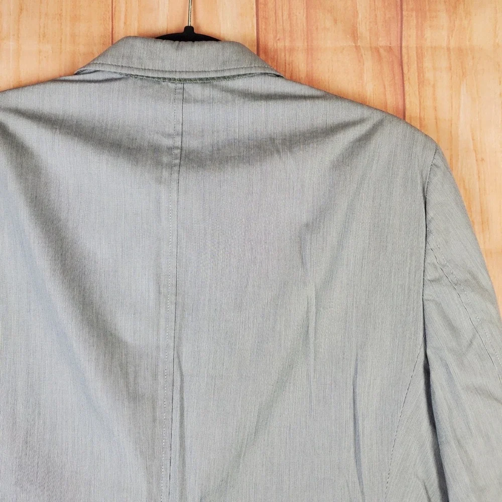 Banana Republic Blazer Jacket Mens 40 Gray Striped Tailored Fit Single Breasted